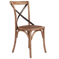 Hastings Oak Cross Back Chair with Dark Metal Straps-Dovetailed & Doublestitched